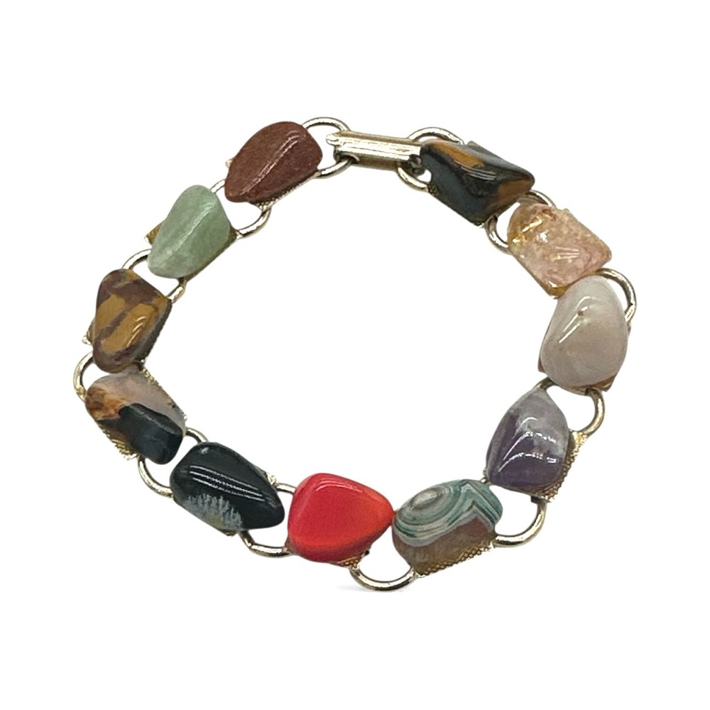 Vintage Polished Multi-Color Stone Bracelet